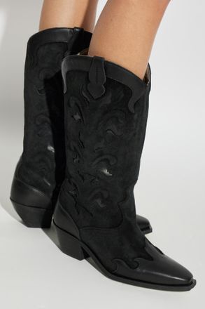 AllSaints Suede Heeled Ankle Boots Dolly, Womens, Black