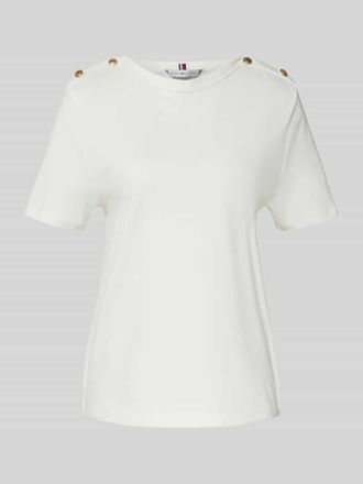 Tommy Hilfiger Regular Fit T-Shirt aus reiner Baumwolle in Ecru, Gr&ouml;&szlig;e L