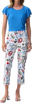 Joseph Ribkoff Pantacourt Crop Pant In White Multi
