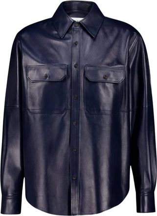 Alexander McQueen Double-Pocket Leather Shirt - Heren - Casual Overhemden - Blauw - L - Leer - Overhemden