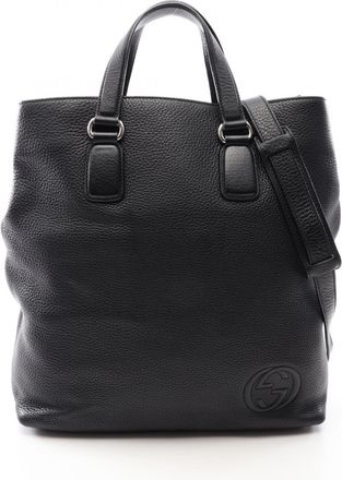 Gucci Black Leather Handbag Tote Bag (Pre-Owned)