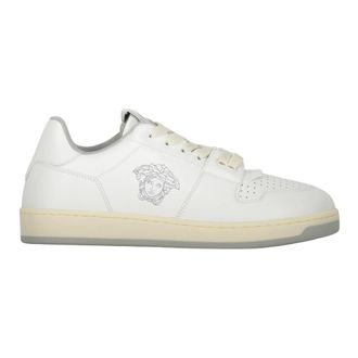 Versace Leren Sneakers met Logo Detail - Heren - Sneakers - Wit - 41 EU - Leer - Schoenen