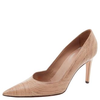 Sergio Rossi Beige Leather Pointed Toe Pumps
