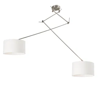 QAZQA Qazqa L&aacute;mpara Colgante De Acero Con Pantalla 35 Cm Blanca