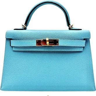 Herm&egrave;s Herm&egrave;s Kelly 20 cm in Epsom Sellier Bleu du Nord with Gold Hardware