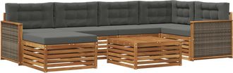 vidaXL Conjunto De Sof&aacute;s De Exterior 7 Uds. Natural Y Antracita Vidaxl