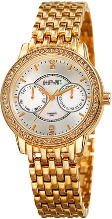 August Steiner Quartz Diamond Crystal Silver Dial Ladies Watch AS8228YG