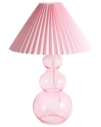 Beliani L&aacute;mpara de mesa vidrio rosa
