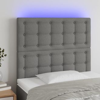 vidaXL Cabecero Con Luces Led Tela Gris Oscuro 100x5x118/128 Cm Vidaxl