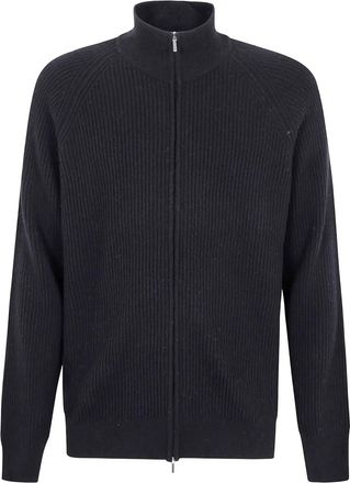 Barba Cardigan a coste con zip - Nero