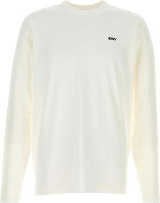 Autry Tops, Heren, Beige, S, Katoen, Wit Katoenen T-Shirt