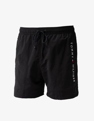 Tommy Hilfiger Mens Tommy Hilfiger Logo Zip Pocket Mens Drawstring Swimming Shorts - Black - Size: 35/34/32