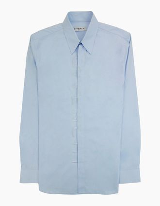 Givenchy Mens Givenchy Embroidered Split Logo Shirt Light Blue - Size: Regular/38