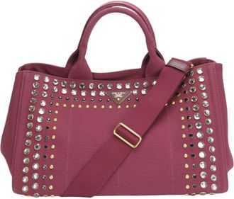 Prada Wine Canvas Tote Bag (Pre-Owned)