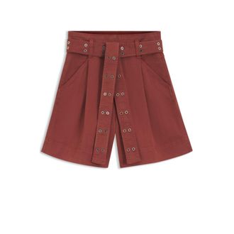 BOSS Eyelet-belt shorts in stretch cotton