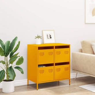 Berkfield Home Sideboard&not;Mustard Yellow 68x39x73.5 cm Cold-rolled Steel in Mustard