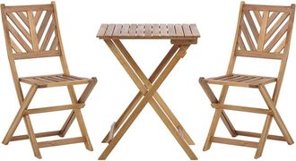 Beliani Beliani - Set Legno Massiccio Di Acacia Chiaro Con 2 Sedie E Tavolino Pieghevoli Terni