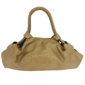 Loewe Anagram Logo Nappa Aire Hand Leather Gold Leather Handbag (Pre-Owned)