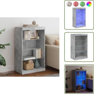 vidaXL Credenza con luce - vidaXL Credenza con Luci LED Grigio Cemento 60,5x37x100 cm - Credenza per oggetti