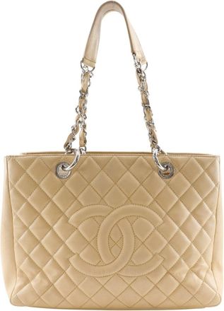 Chanel Beige Grained Calfskin Tote Bag (Pre-Owned)
