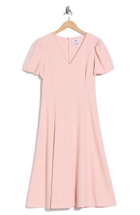DKNY Bubble Sleeve Fit & Flare Dress in Powder Pink at Nordstrom Rack, Size 14