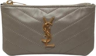Saint Laurent Pre-owned Long wallet (bi-fold) - Dames - Vintage Clutch - Grijs - ONE Size - Leer - Vintage