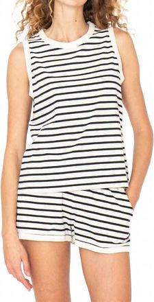 Kule The Stripe Tank Top In Cream/navy