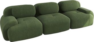 Urban Meuble Sof&aacute; modular de 3 plazas en pana verde - respaldo ergon&oacute;mico