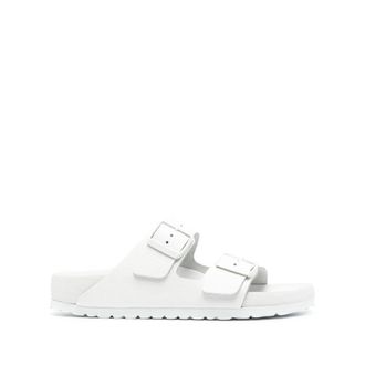 Birkenstock Witte Lederen Slides - Dames - Sandalen - Wit - 37 EU - Leer - Schoenen