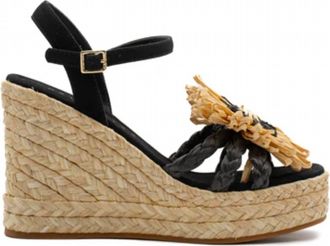 Paloma Barcel&oacute; Womens Fannie Braided Floral Sandals In Black Raffia
