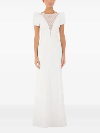 Jenny Packham Empress Puff-Sleeve Crystal-Embellished Maxi Dress in Ivory at Nordstrom, Size 10 Uk