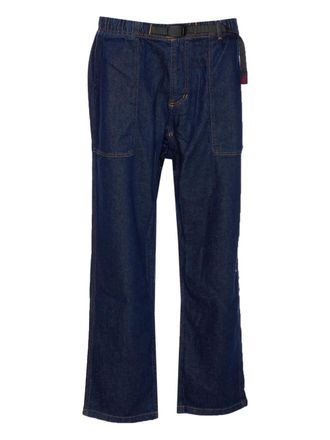 Gramicci elastic-waist belted tapered jeans - men - Cotton/Elastane - L - Blue