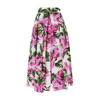 Dolce & Gabbana Midi Skirts, female, Multicolor, Size: M Pink Peony Circle Midi Skirt