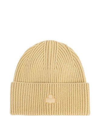 Isabel Marant logo ribbed beanie hat - women - Fabric - OS - Yellow