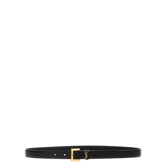 Saint Laurent Cassandre Dunne Riem - Dames - Accessoires - Zwart - Maat: 85 CM Leer