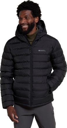 Mountain Warehouse Seasons Mens Fur-Lined Padded Jacket - Microfibre insulation & Faux Fur Puffer Coat with Side Pockets - Best for Autumn, Winter, Outdoors Black 2XL