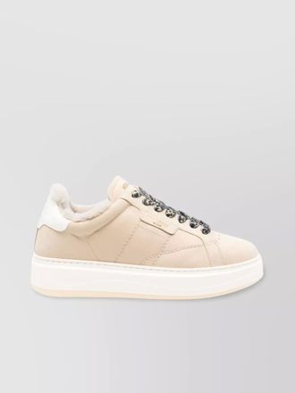 Woolrich leather platform sneakers with contrast panel
