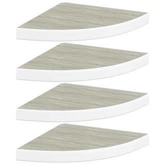 vidaXL Vidaxl - Estante De Esquina De Pared 4 Uds Mdf Roble/blanco 35x35x3,8 Cm