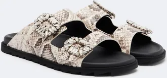 Roger Vivier Slidy Viv snake-print leather sandals