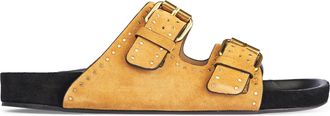Isabel Marant Tan Suede Sandals with Gold Accents