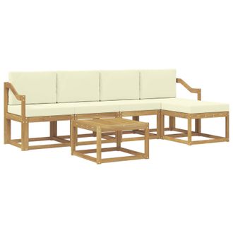 vidaXL Conjunto De Sof&aacute;s De Exterior Con Coj&iacute;n 6 Pcs Blanco Y Crema Vidaxl