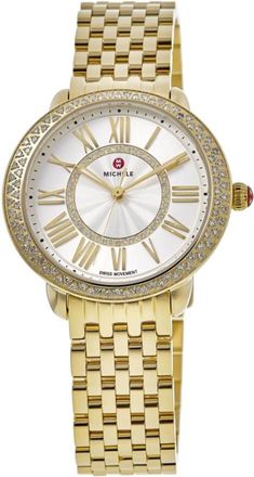 Michele Serein Mid 18k Gold-Plated Diamond Womens Watch MWW21B000161