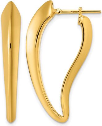 Diamond2Deal 14K Yellow Gold Knife Edge Hoop Earrings