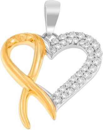 House of Brilliance Silver Two Toned 1/4 cttw Round Cut Diamond Pendant Necklace in Yellow at Nordstrom