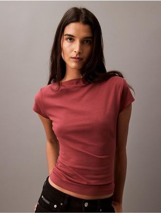 Calvin Klein Jeans Calvin Klein Womens Cotton Modal Slim Fit T-Shirt - Brown - XS