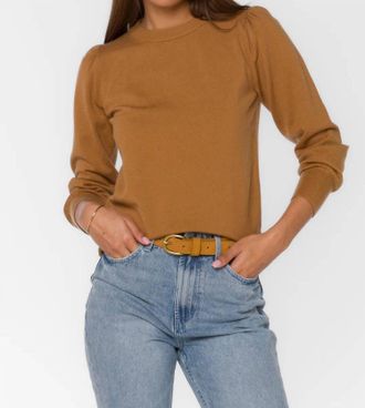 Velvet Heart Long Sleeve Crewneck Sweater In Burlap/ Gold Button