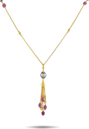Konstantino 18K Yellow Gold Tahitian Pearl and Tourmaline Necklace KS04-050426