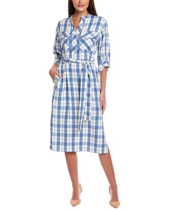 St. John Plaid Print Woven Dress