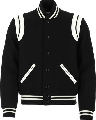 Saint Laurent Black Wool Blend Bomber Jacket