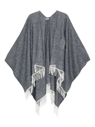 Twin-Set Poncho con frange - Grigio